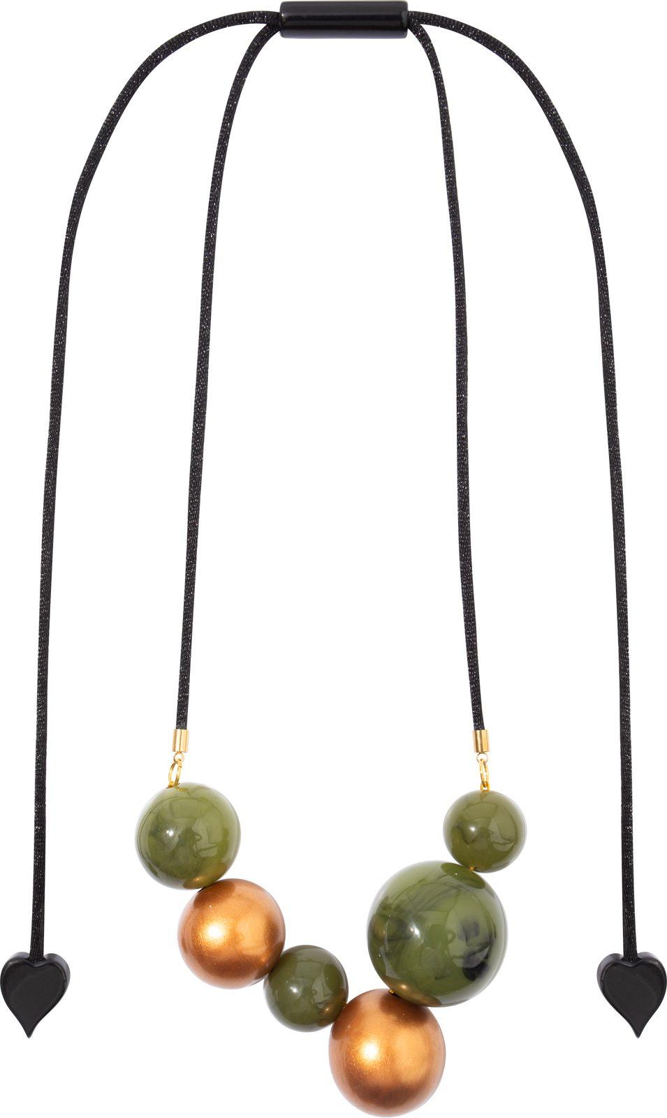 necklace ISLA 6beads adjustable, green