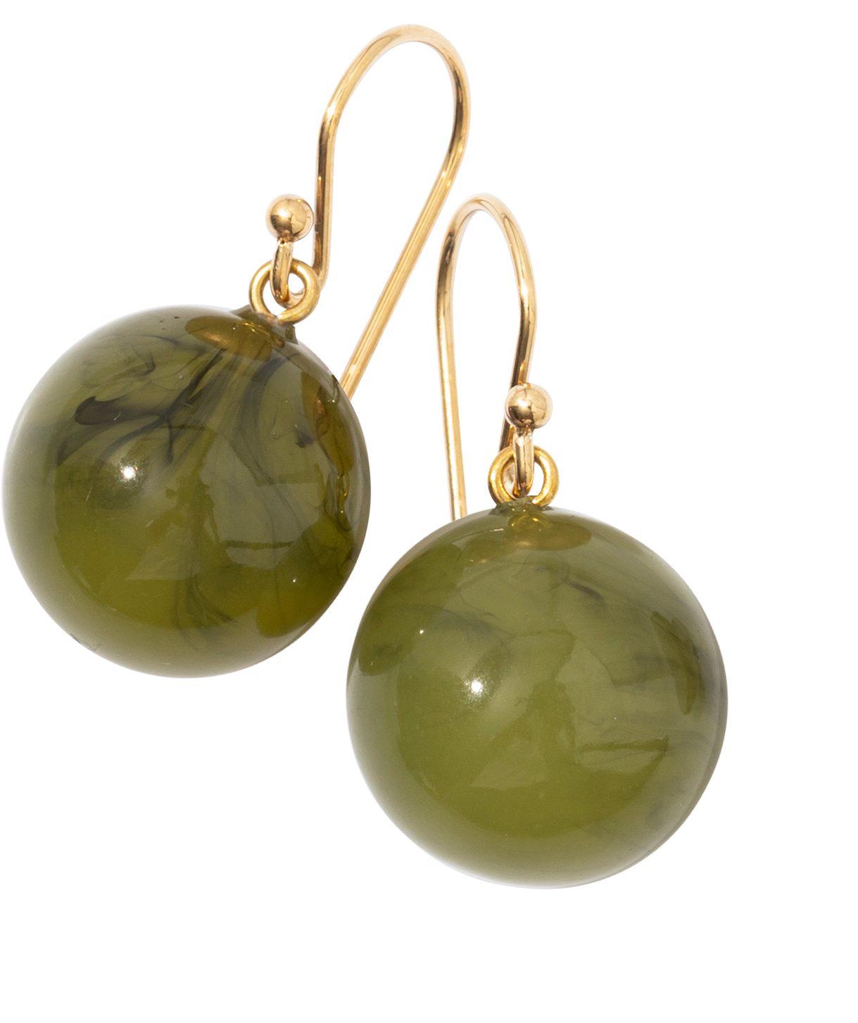earring ISLA 1bead shorthook, green