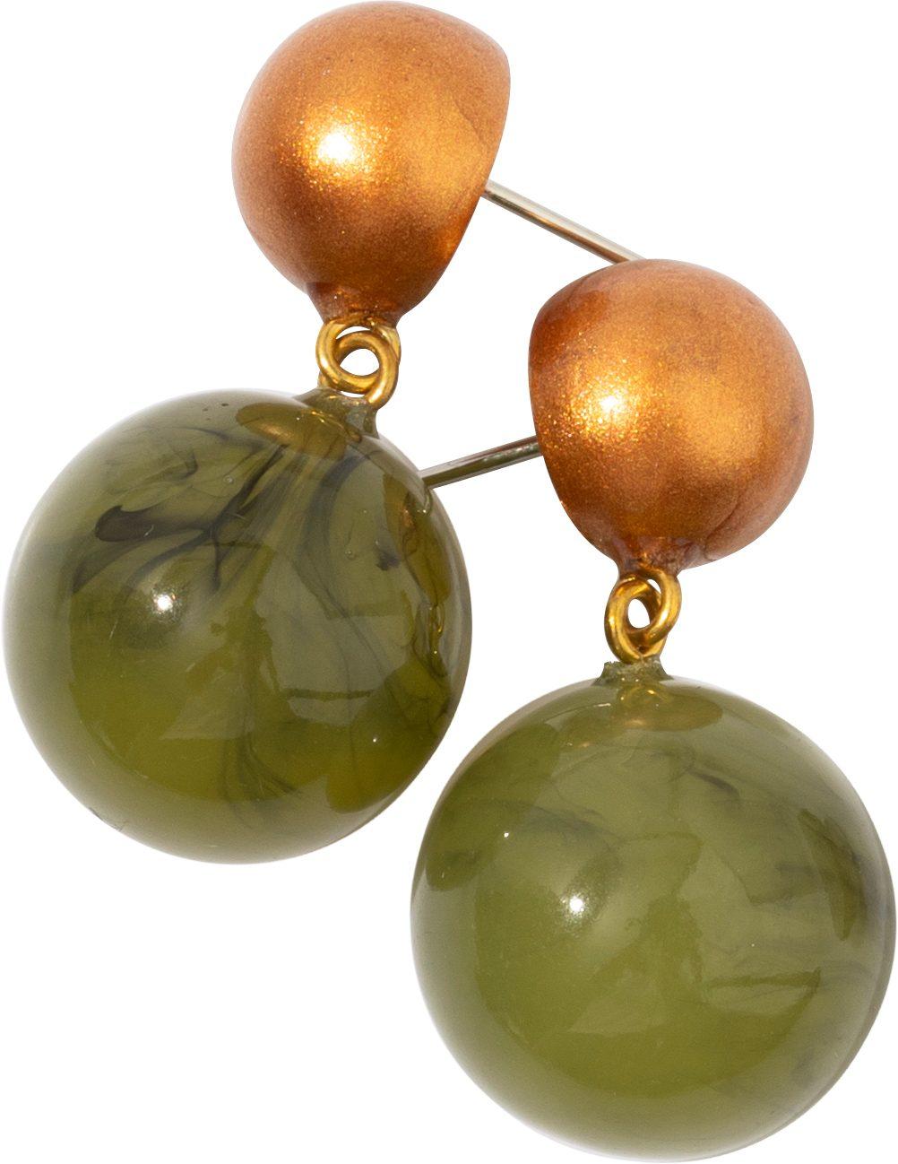 earring ISLA 2beads pin, green