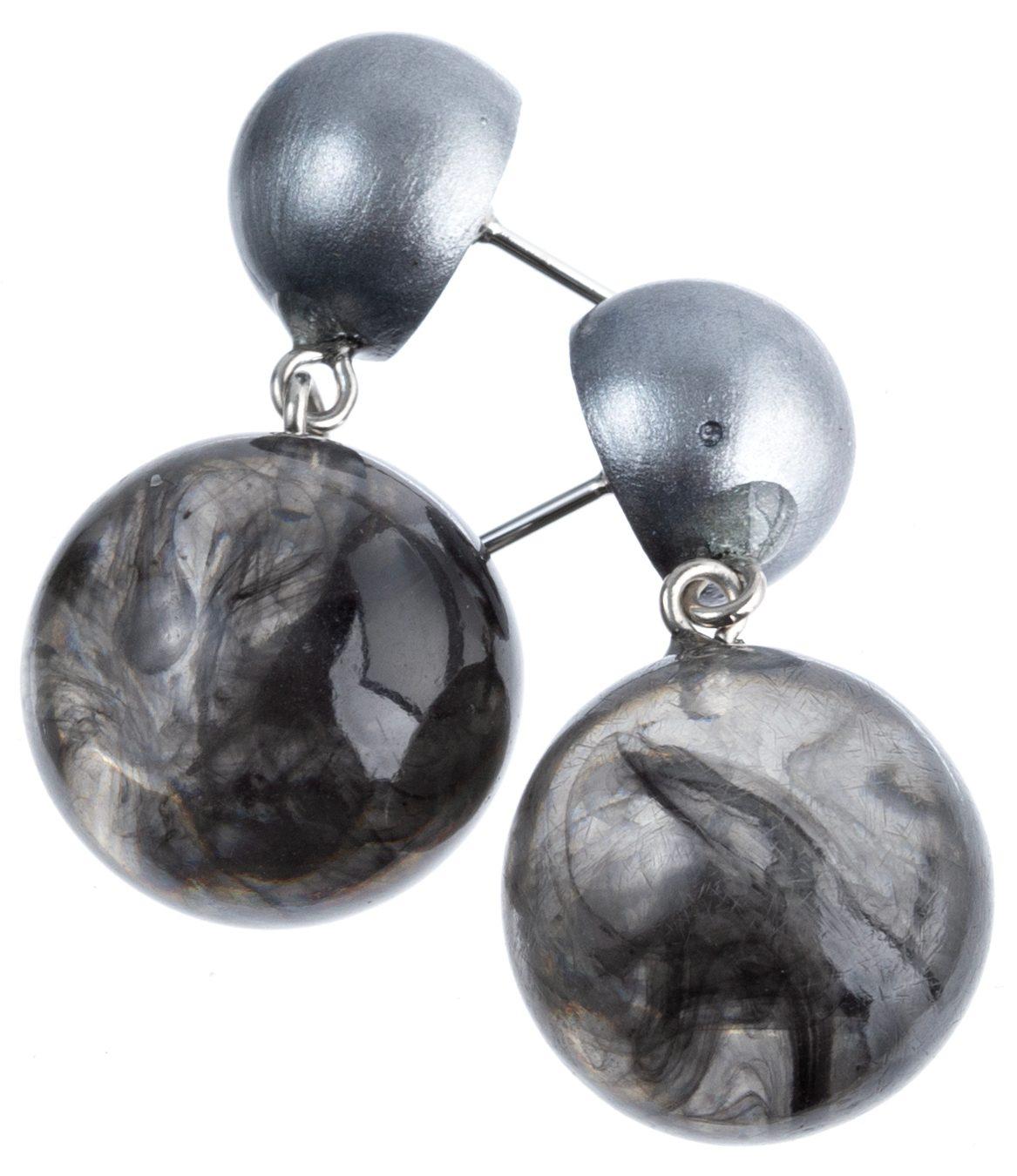 earring ISLA 2beads pin, grey