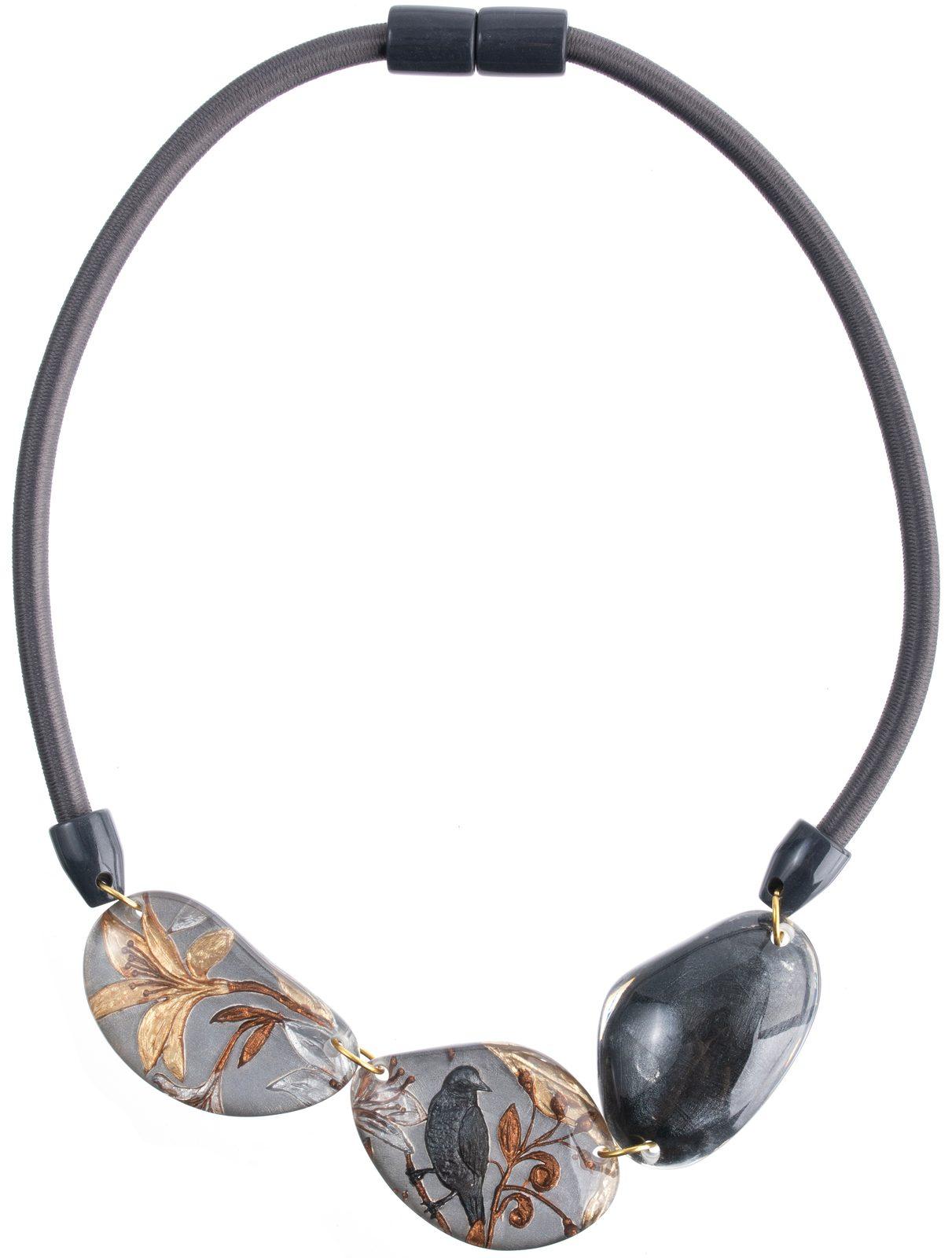 necklace HELENA 3beads magnet, anthracite