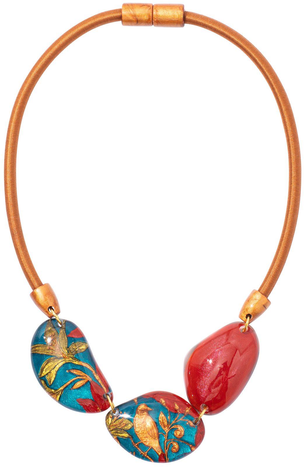 necklace HELENA 3beads magnet, red