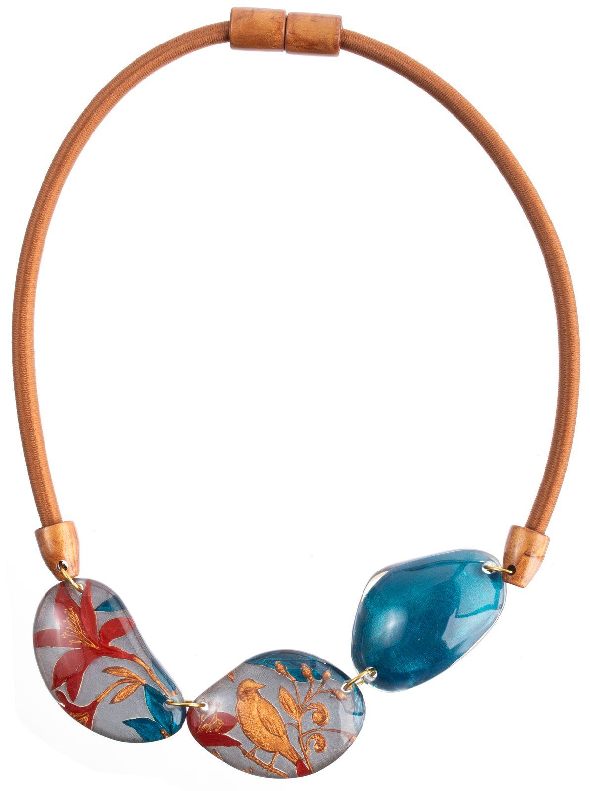 necklace HELENA 3beads magnet, teal