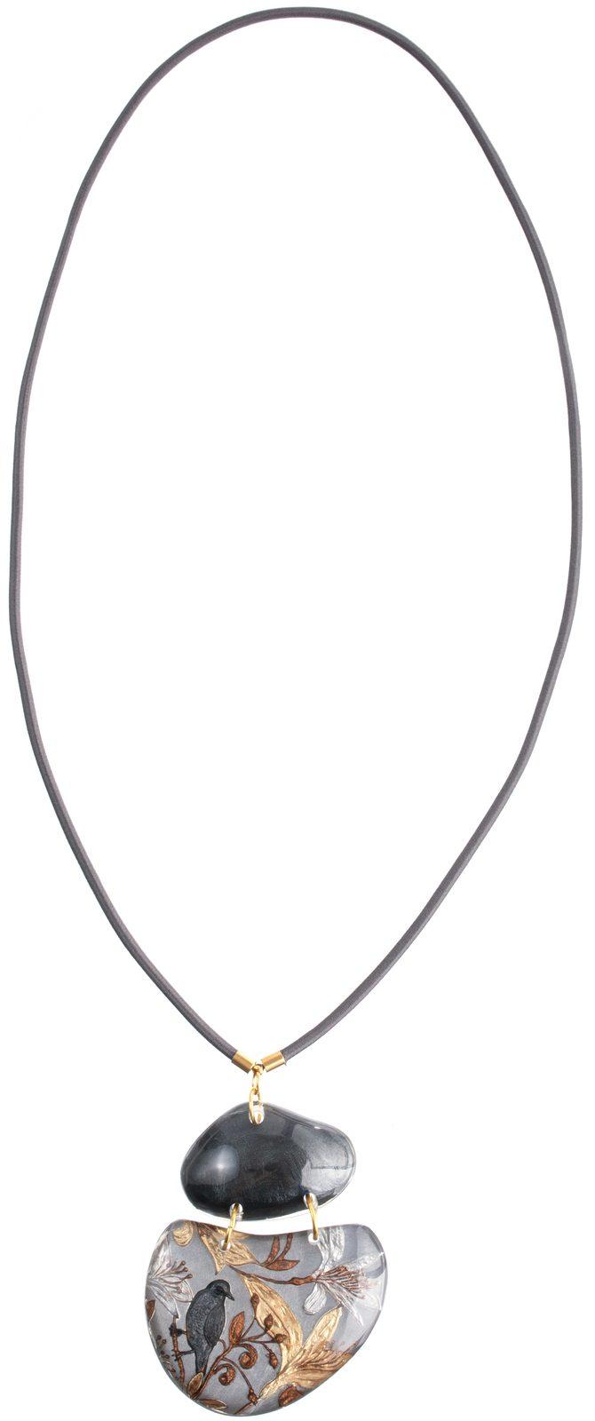 pendant HELENA 2beads, anthracite