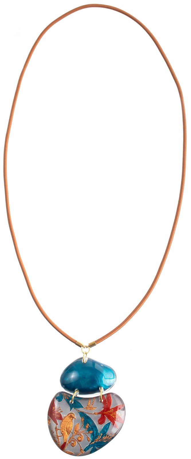 pendant HELENA 2beads, teal