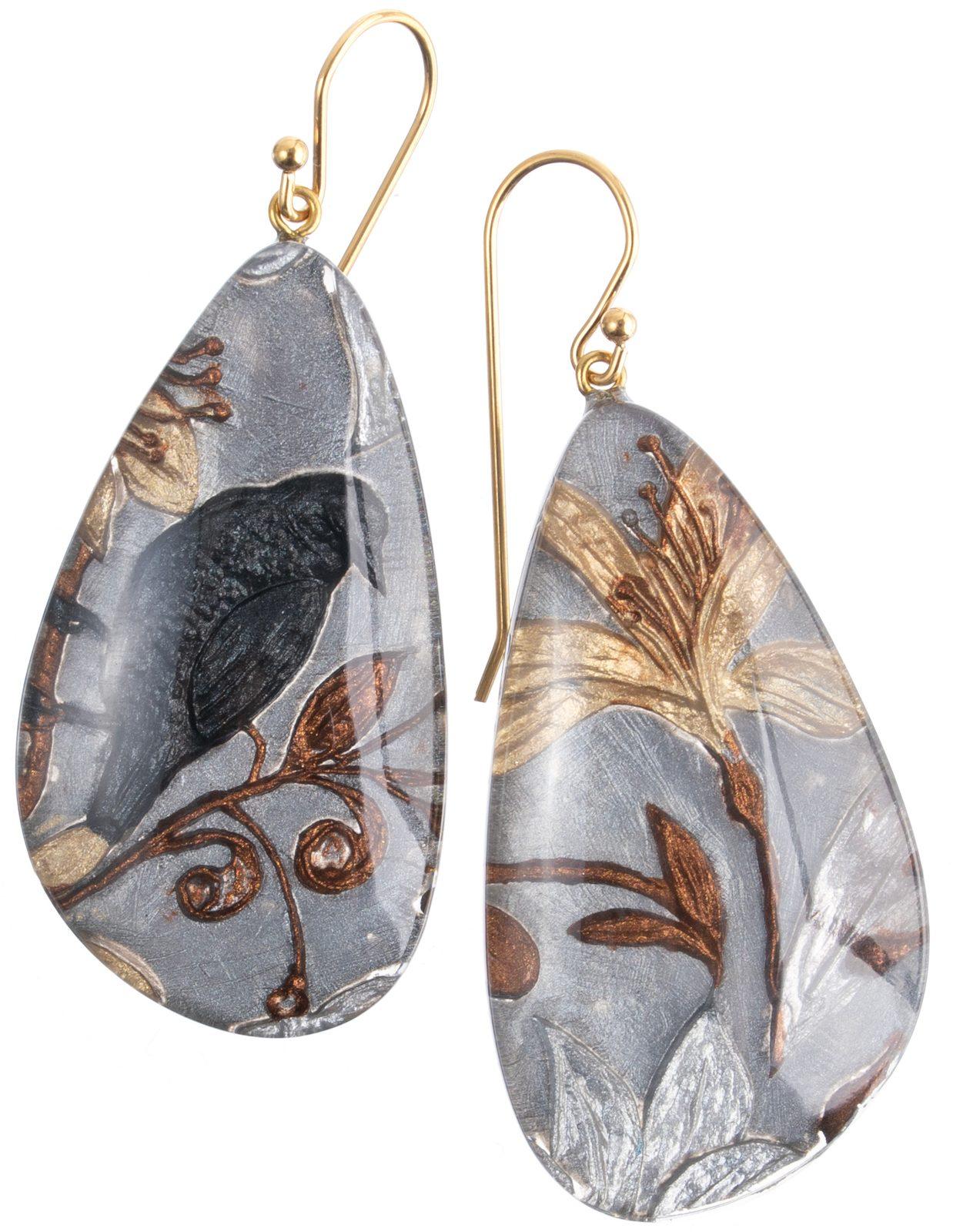 earring HELENA 1bead shorthook, anthracite