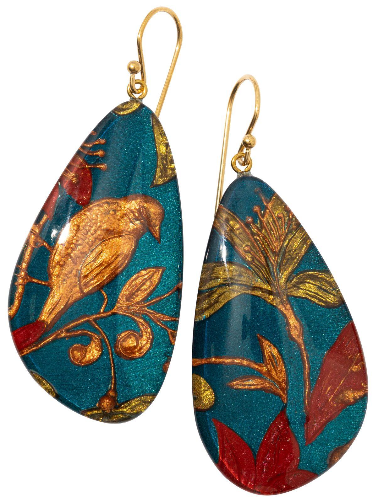 earring HELENA 1bead shorthook, red