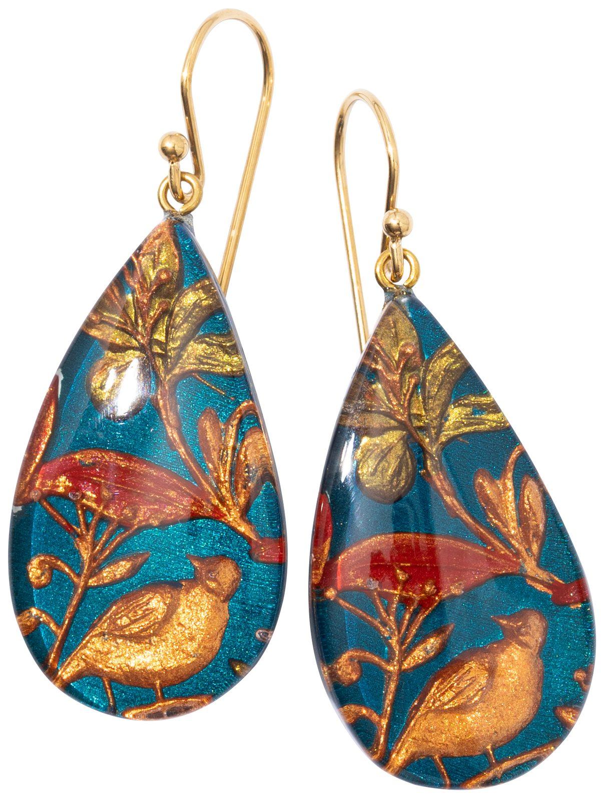 earring HELENA 1bead shorthook, red