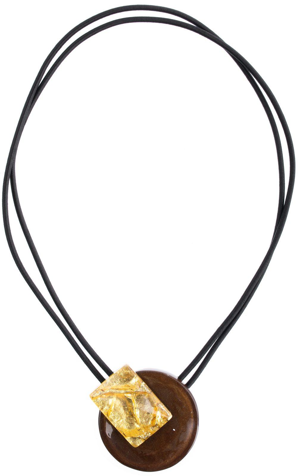 necklace LUMI 2beads magnet, brown