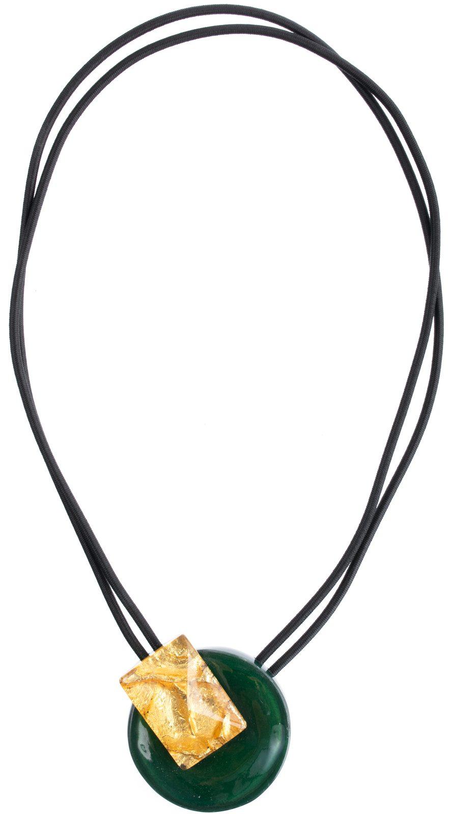 necklace LUMI 2beads magnet, green