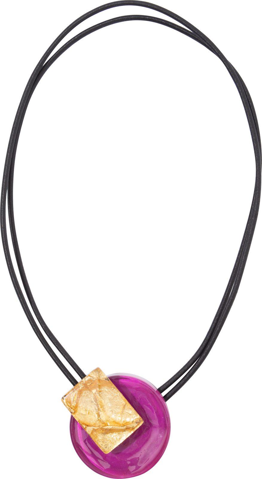 necklace LUMI 2beads magnet, pink