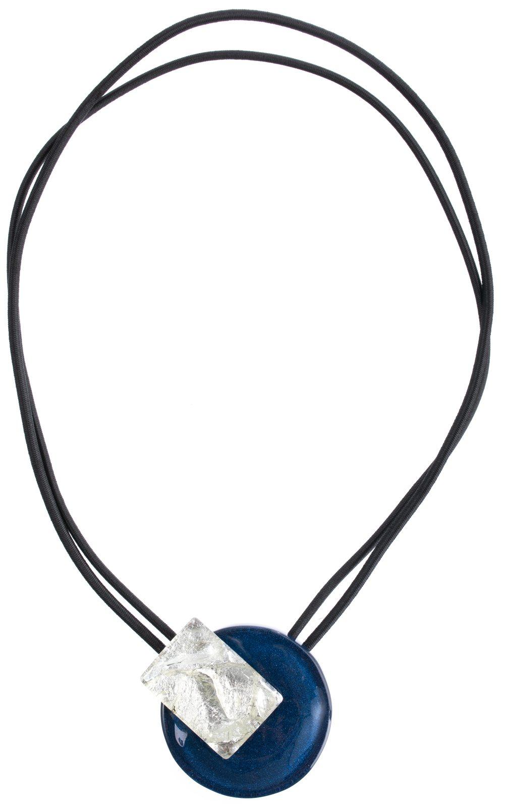 necklace LUMI 2beads magnet, navy