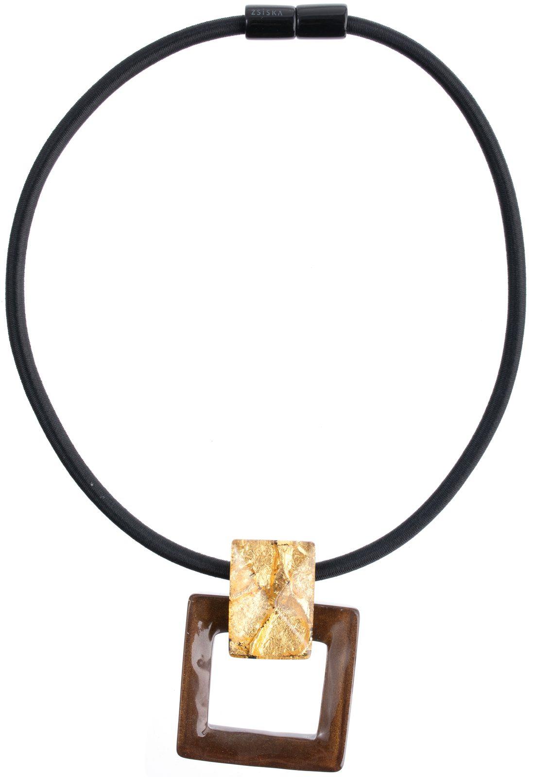 necklace LUMI 2beads magnet, brown