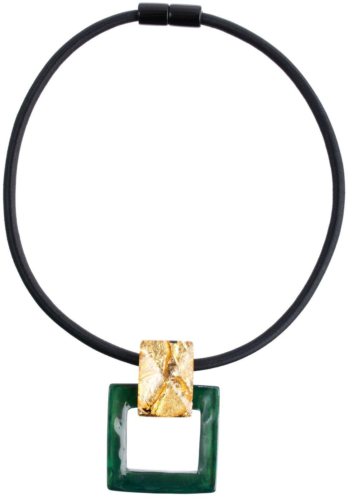 necklace LUMI 2beads magnet, green