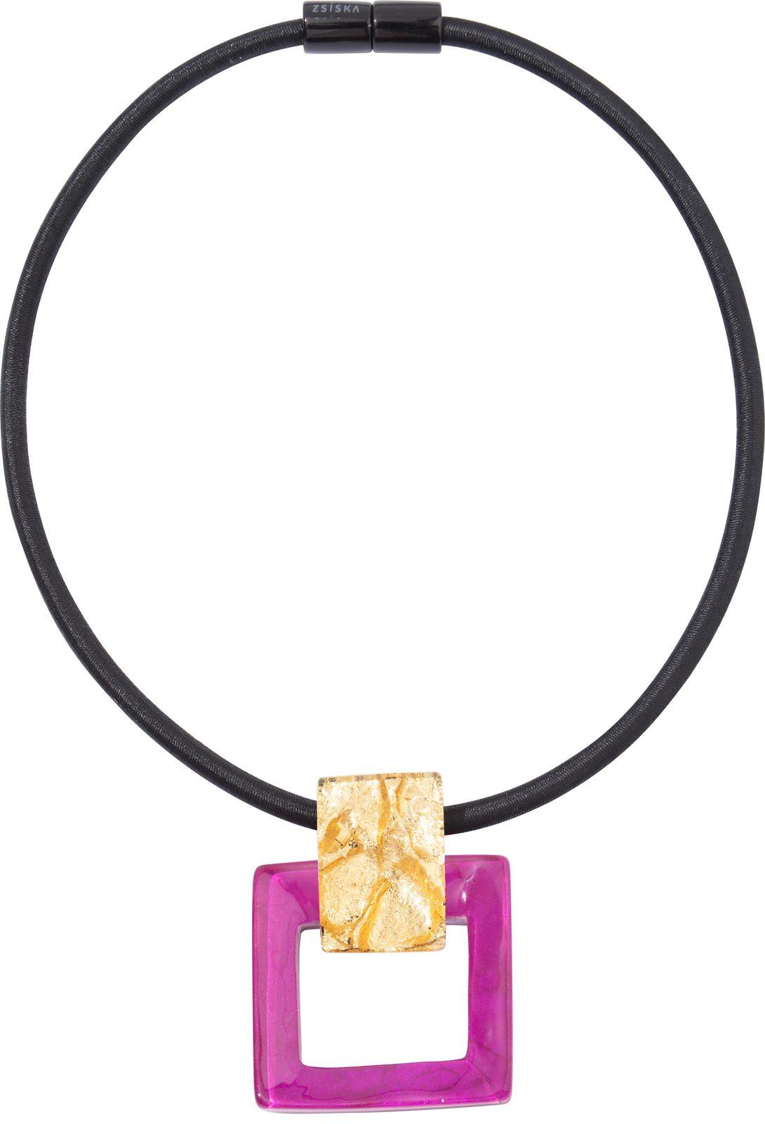 necklace LUMI 2beads magnet, pink