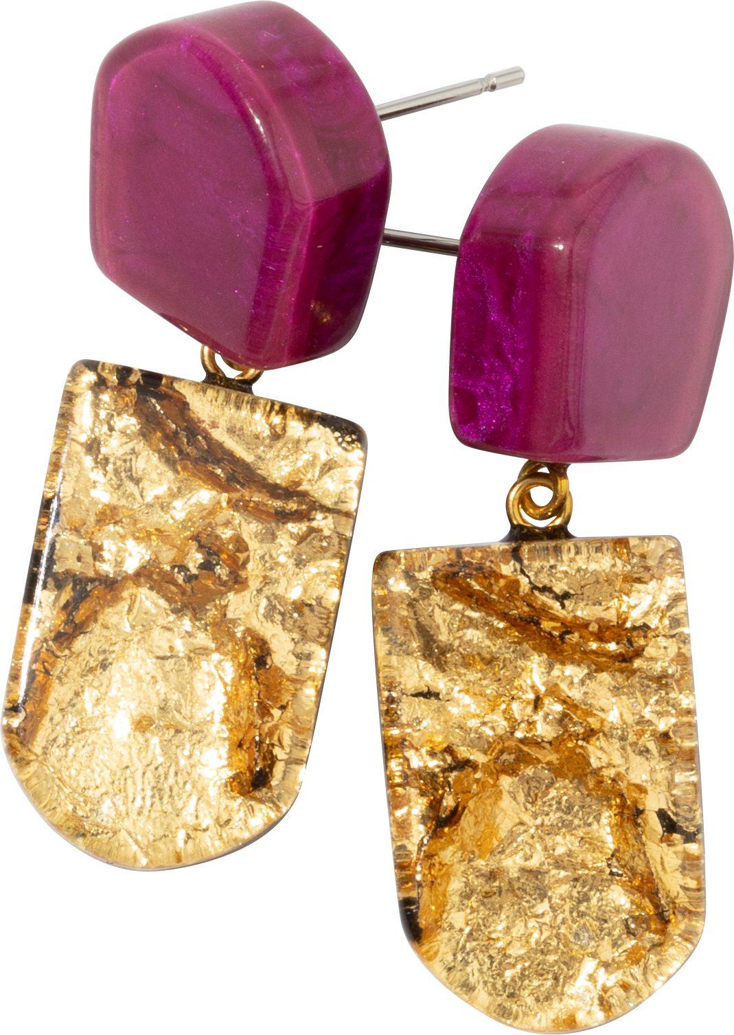 earring LUMI 2beads pin, pink