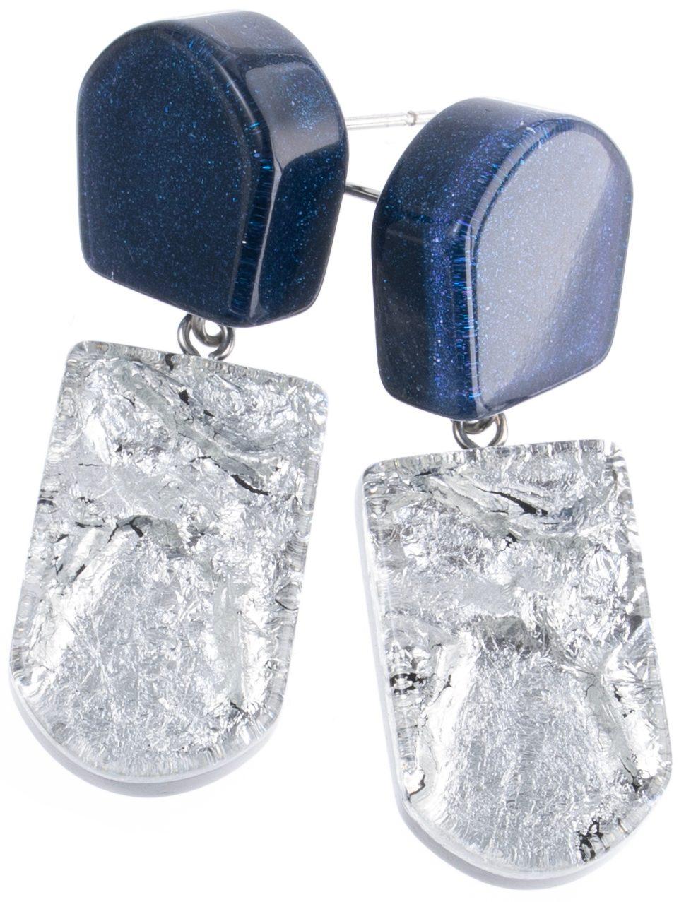 earring LUMI 2beads pin, navy