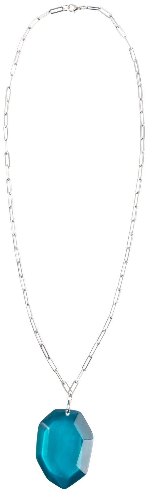 PEDRA 1-Bead Pendant — Teal, Gold & Blue