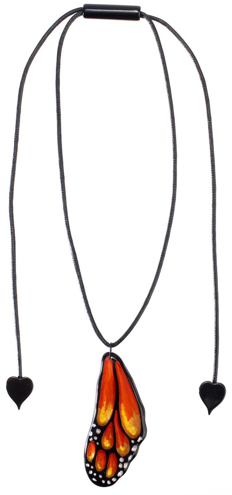 pendant PAPILLON 1bead adjustable, orange/gold