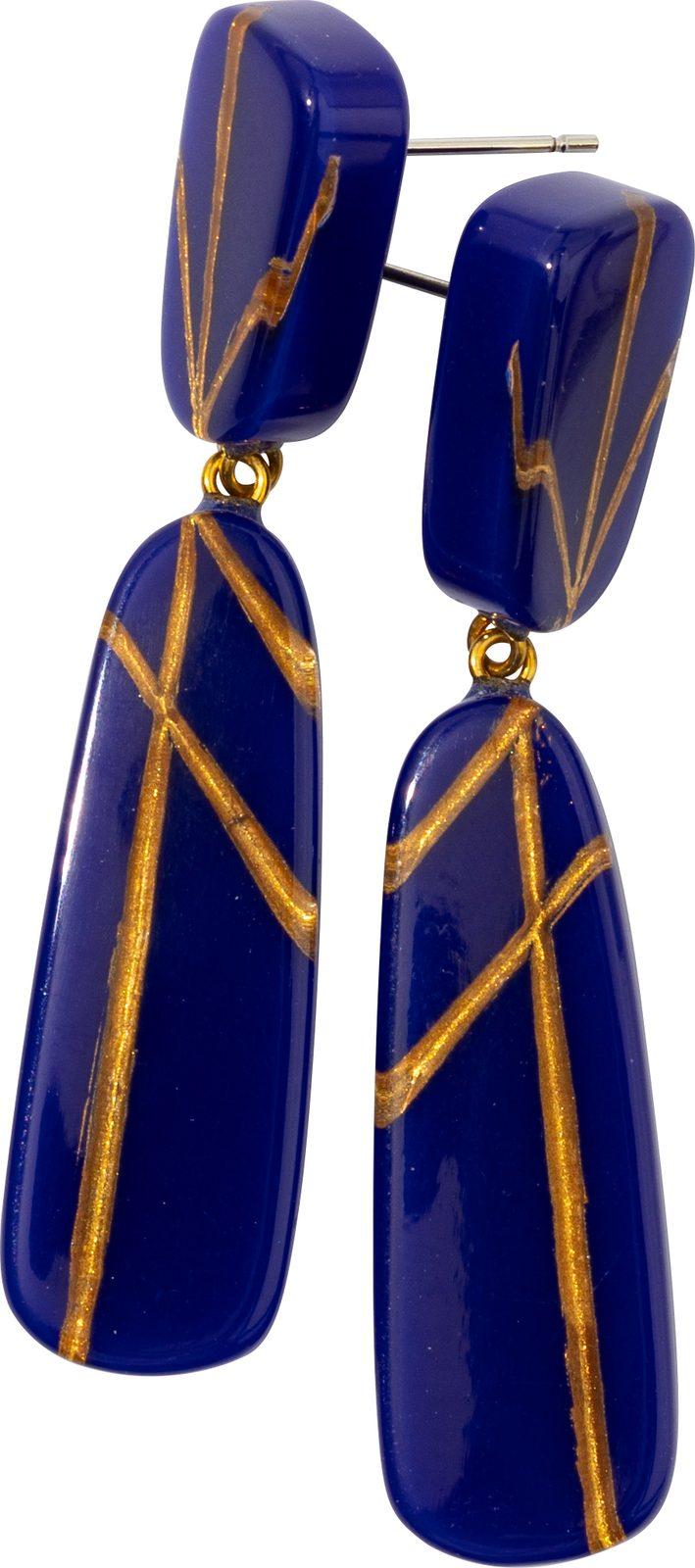 earring GALLERIA 2beads pin, GBLU