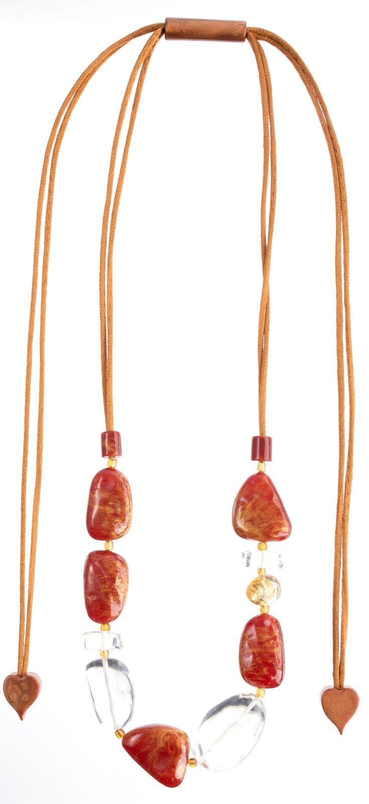necklace SENSI 10beads adjustable, amber