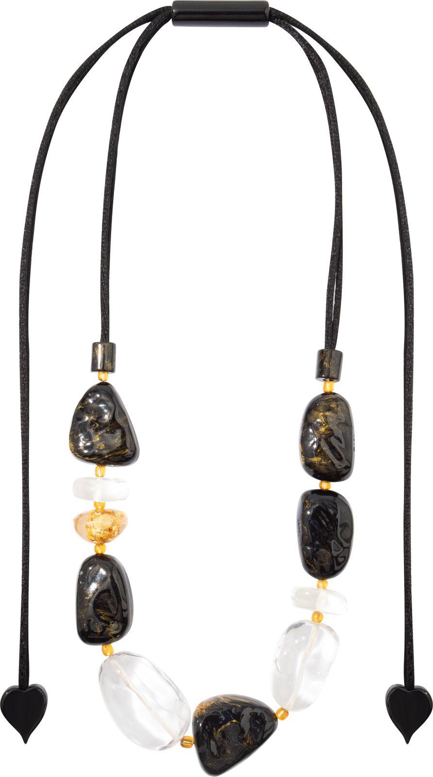 necklace SENSI 10beads adjustable, black