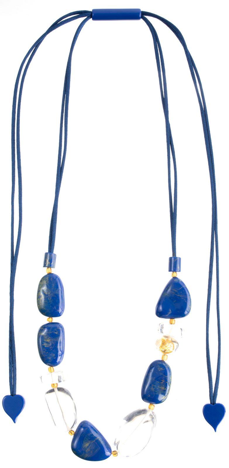 necklace SENSI 10beads adjustable, blue