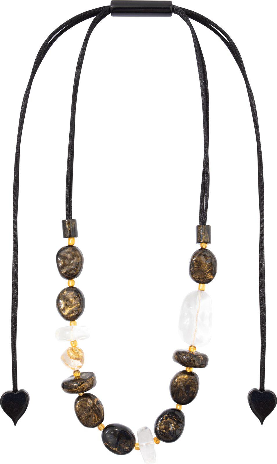 necklace SENSI 13beads adjustable, black