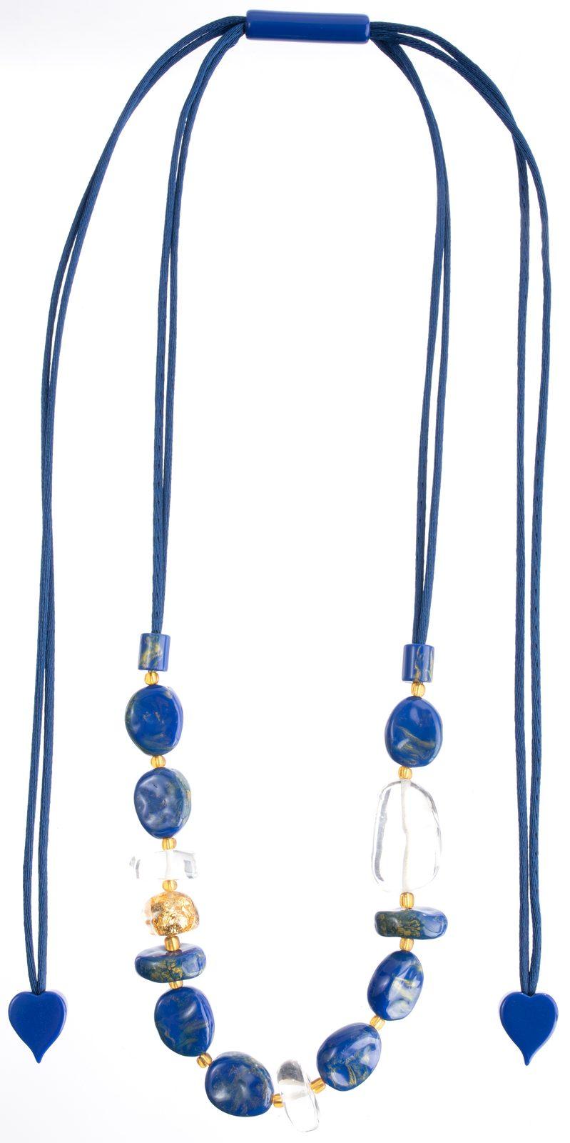 necklace SENSI 13beads adjustable, blue