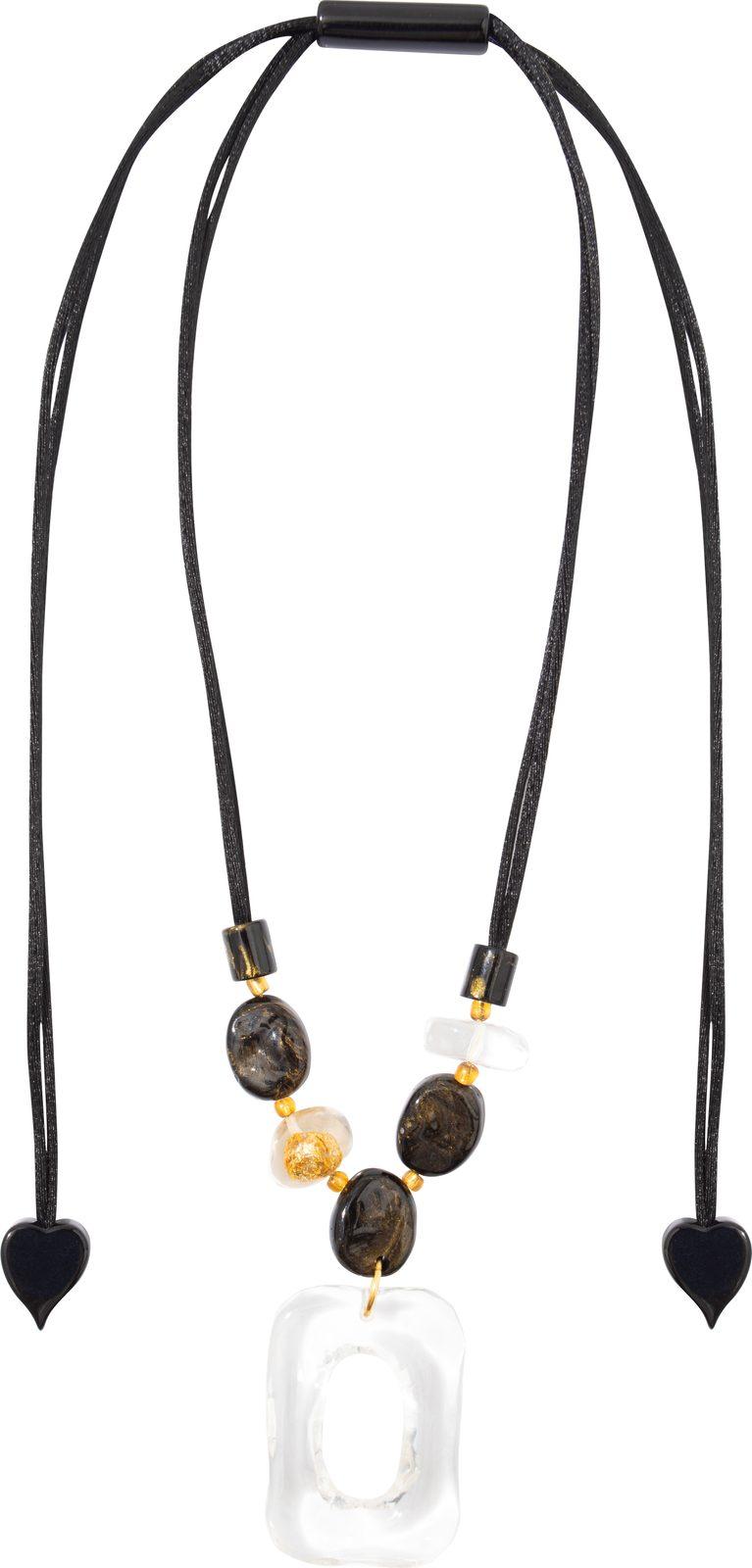 pendant SENSI 6beads adjustable, black