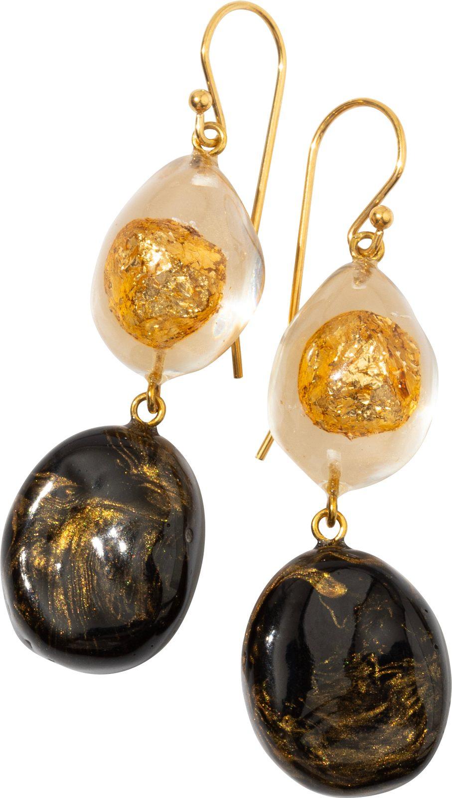 earring SENSI 2beads shorthook, black