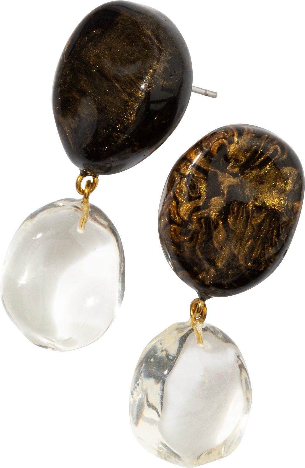 earring SENSI 2beads pin, black