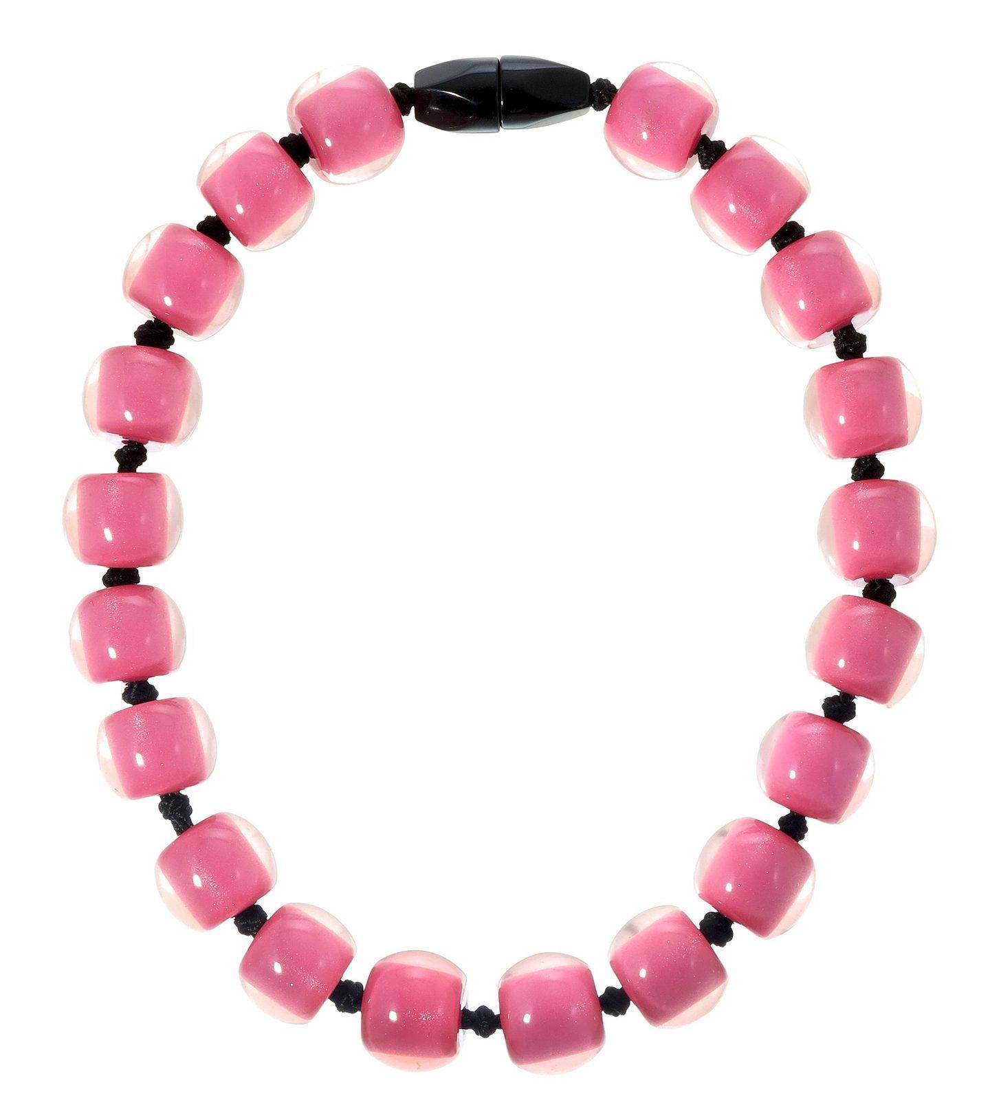 COLOURFUL BEADS 20-Bead Magnet Necklace — Rose Pink