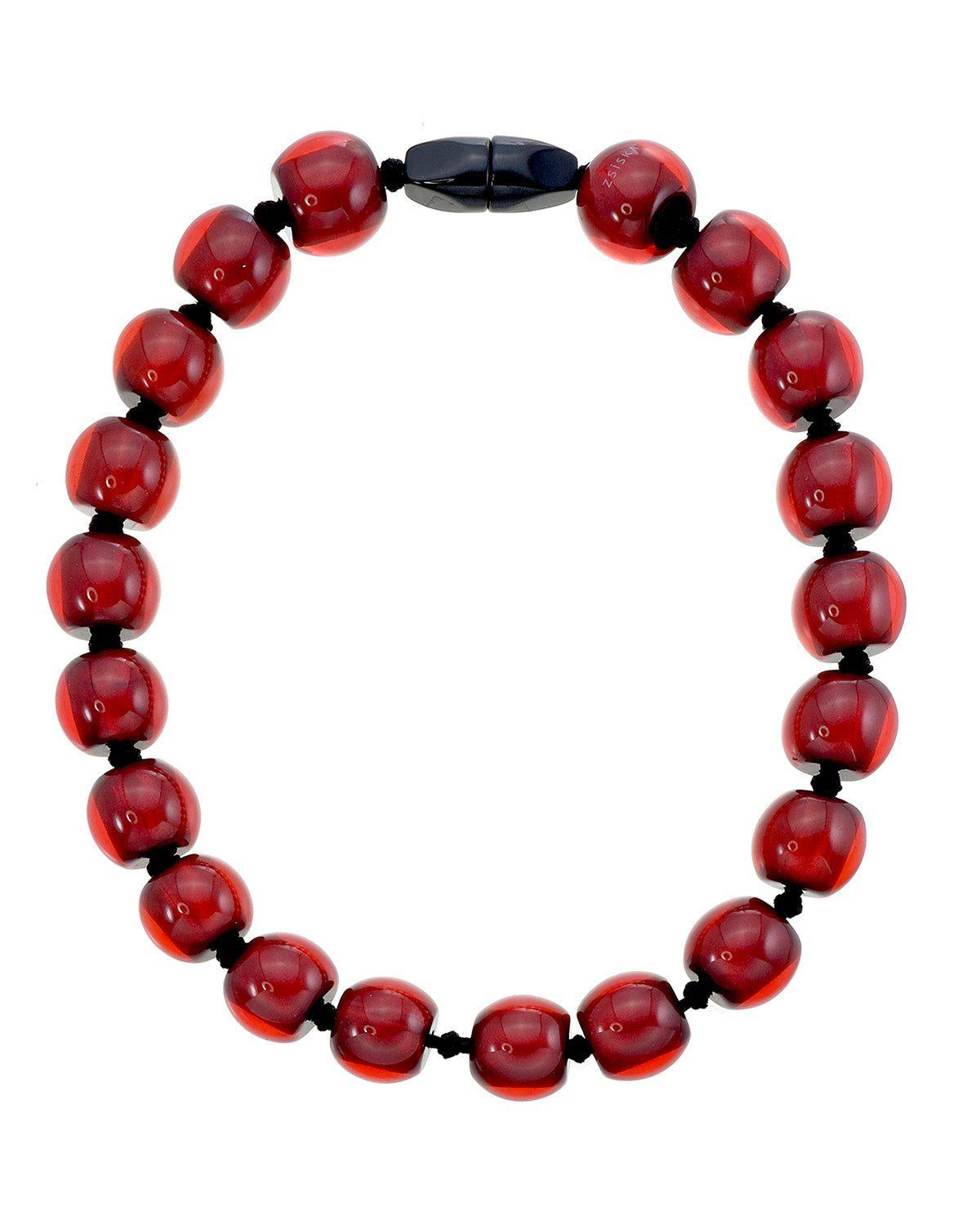 COLOURFUL BEADS 20-Bead Magnet Necklace — Burgundy Red