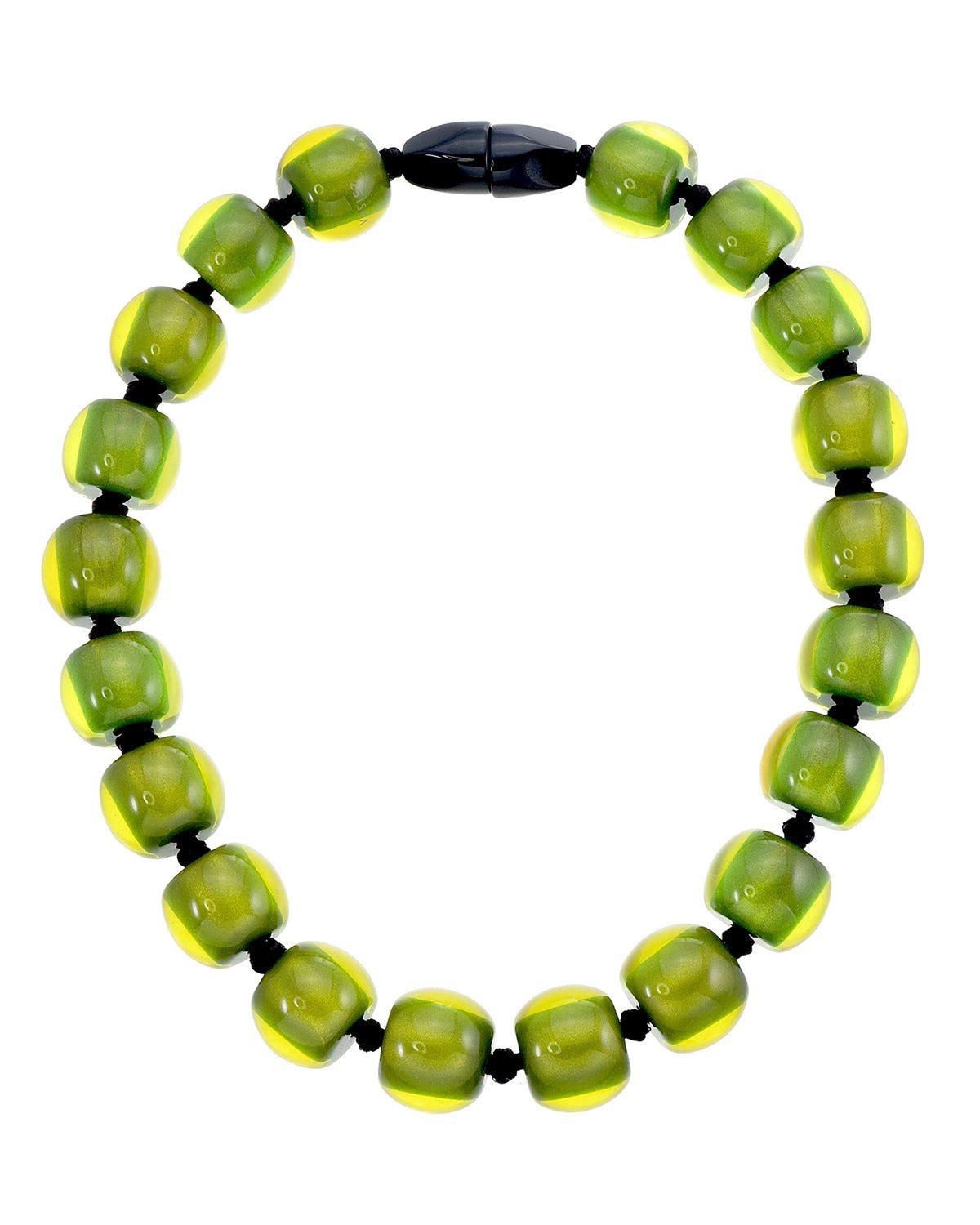 COLOURFUL BEADS 20-Bead Magnet Necklace — Olive Green