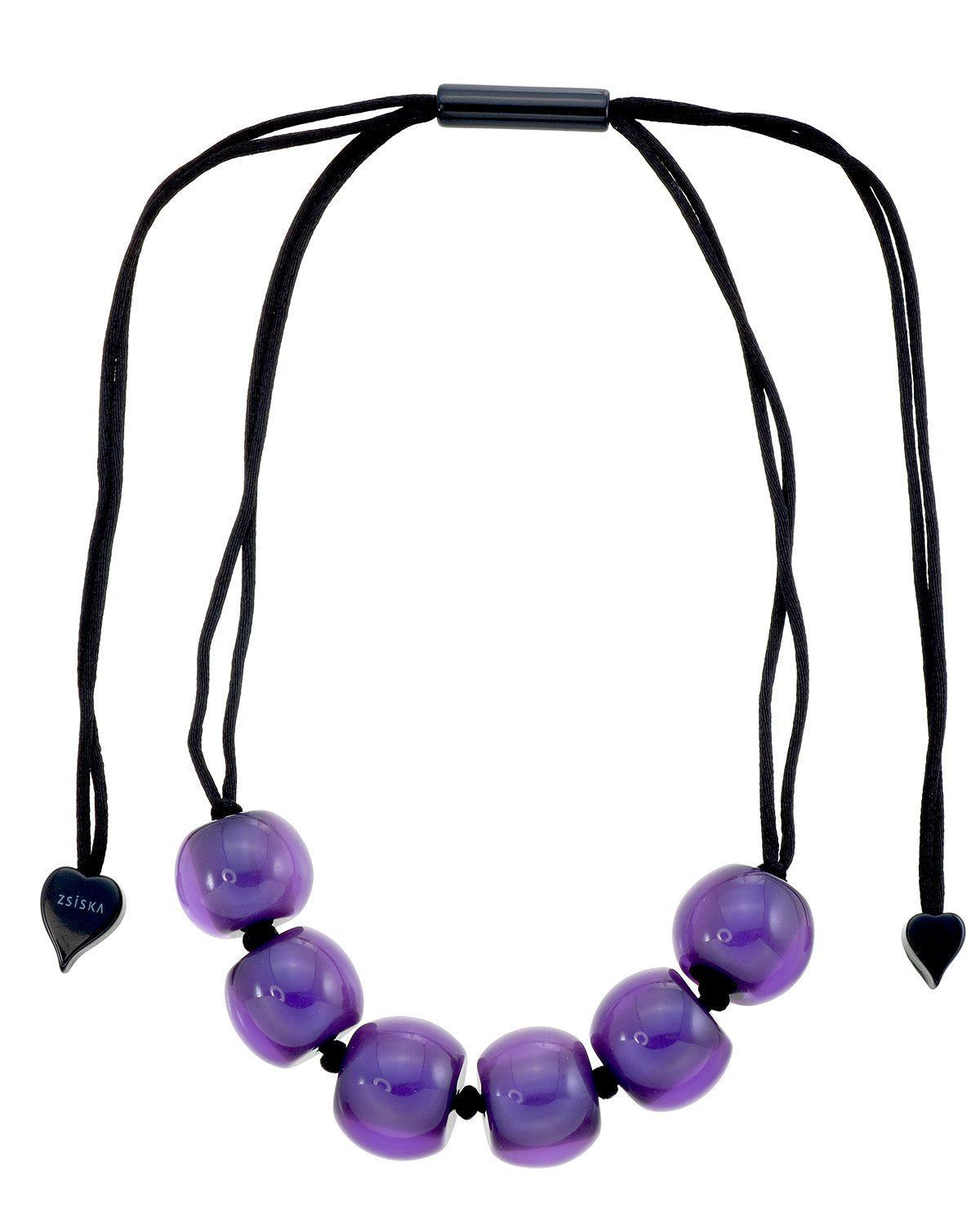COLOURFUL BEADS 6-Bead Adjustable Necklace — Violet Purple