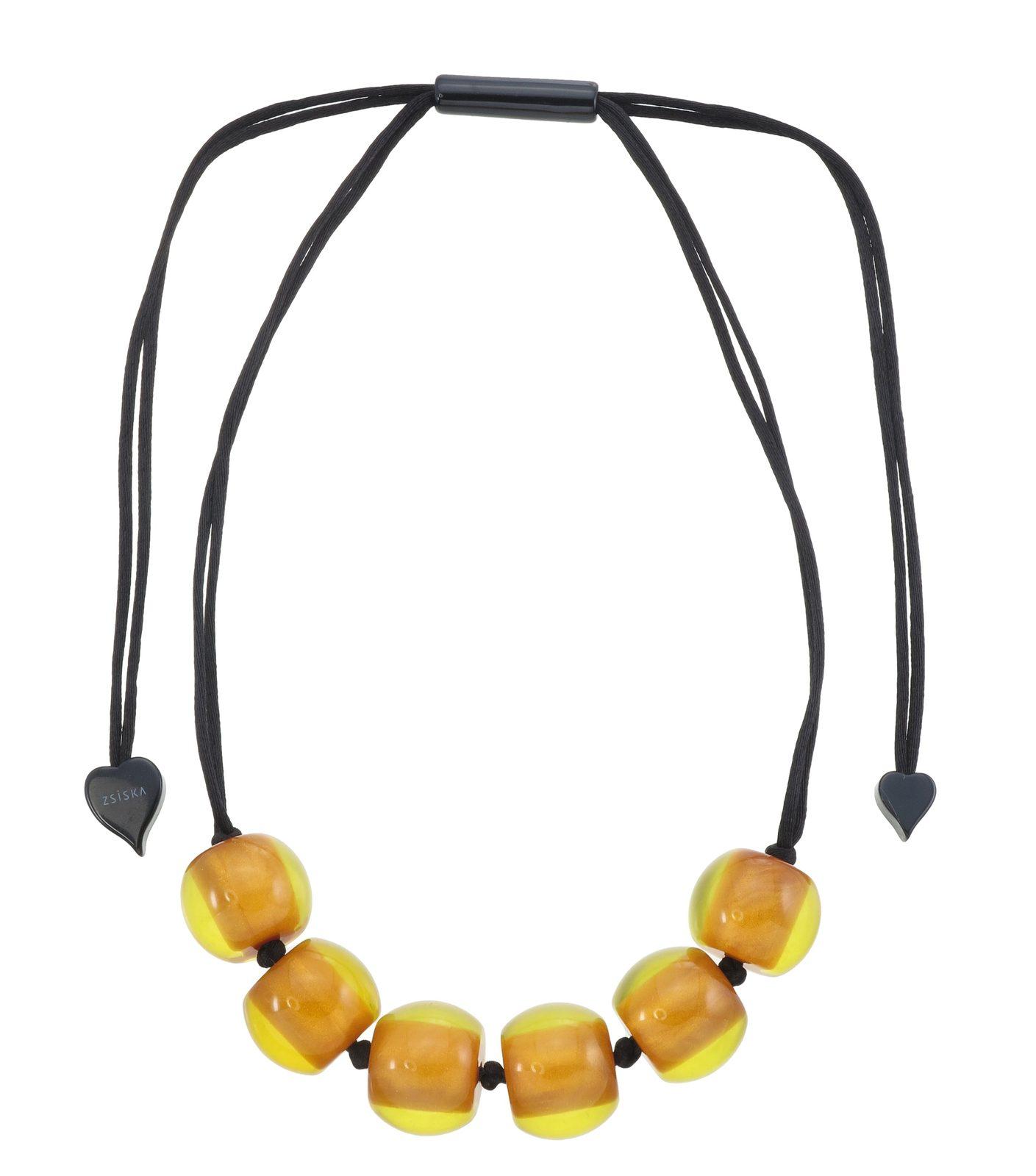 COLOURFUL BEADS 6-Bead Adjustable Necklace — Amber Orange