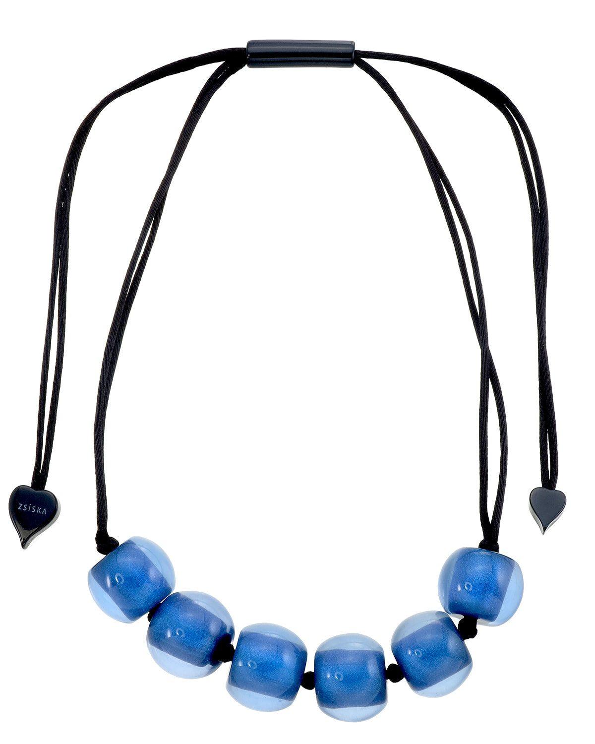 COLOURFUL BEADS 6-Bead Adjustable Necklace — Cobalt Blue