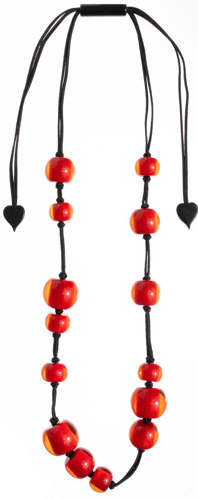 necklace COLOURFULBEADS 14beads adjustable, red
