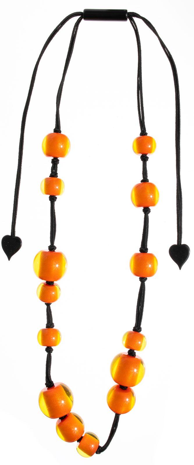 necklace COLOURFULBEADS 14beads adjustable, orange