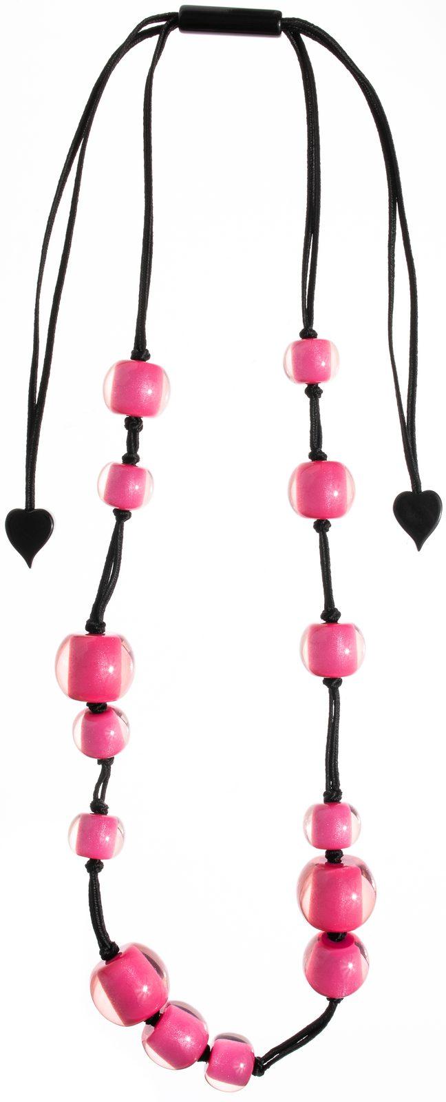 necklace COLOURFULBEADS 14beads adjustable, pink