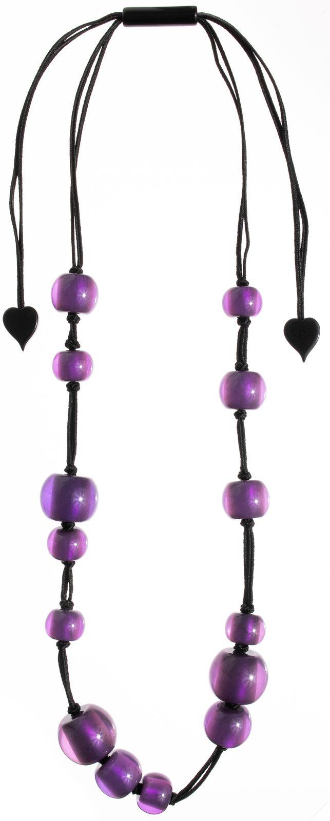 necklace COLOURFULBEADS 14beads adjustable, purple