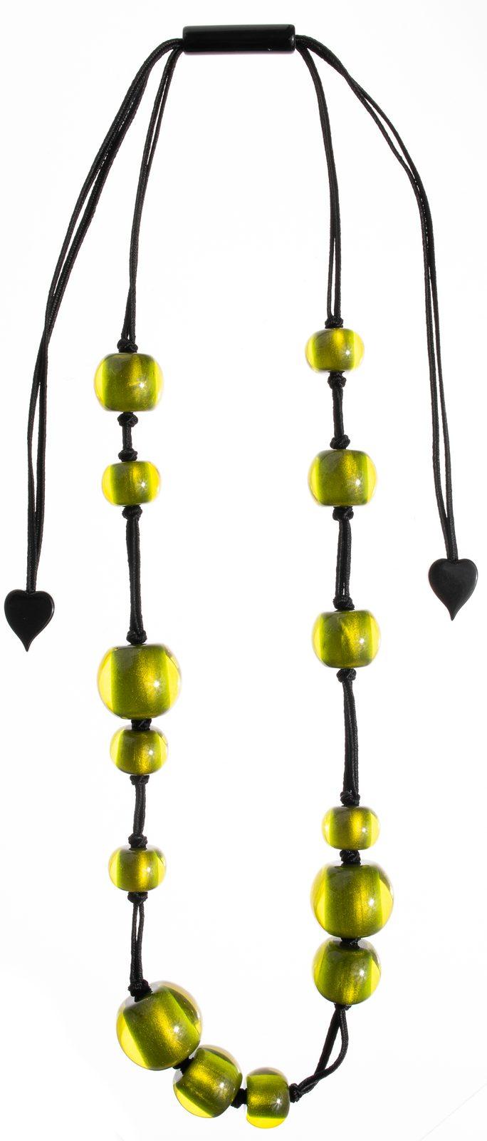 necklace COLOURFULBEADS 14beads adjustable, green