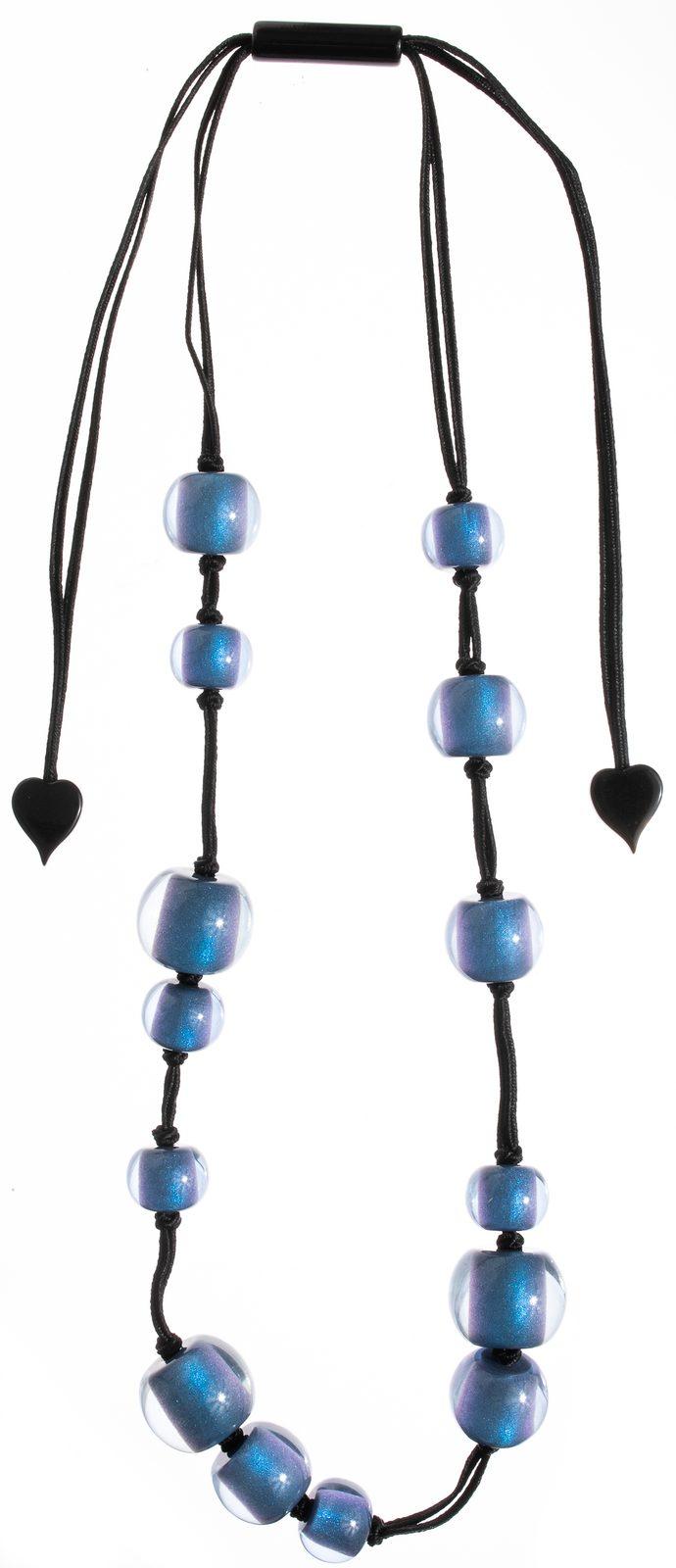 necklace COLOURFULBEADS 14beads adjustable, blue