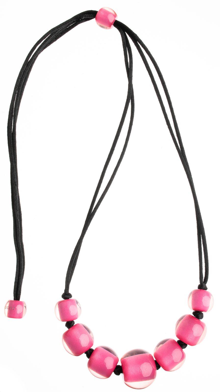 necklace COLOURFULBEADS 7beads adjustable, pink