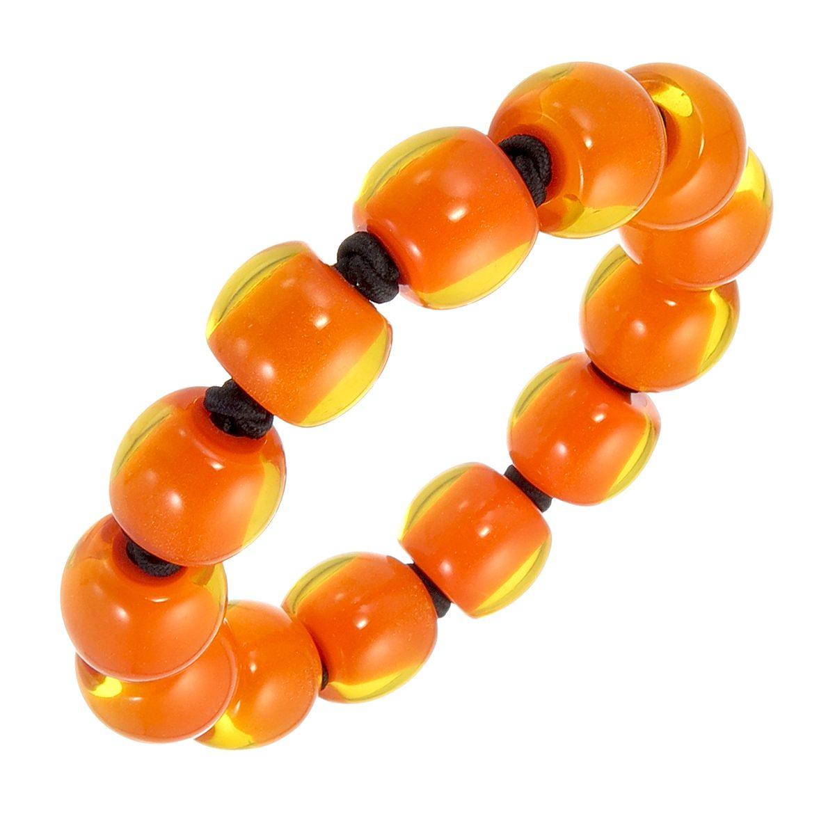 bracelet COLOURFULBEADS 13beads elastic, orangeinyellow