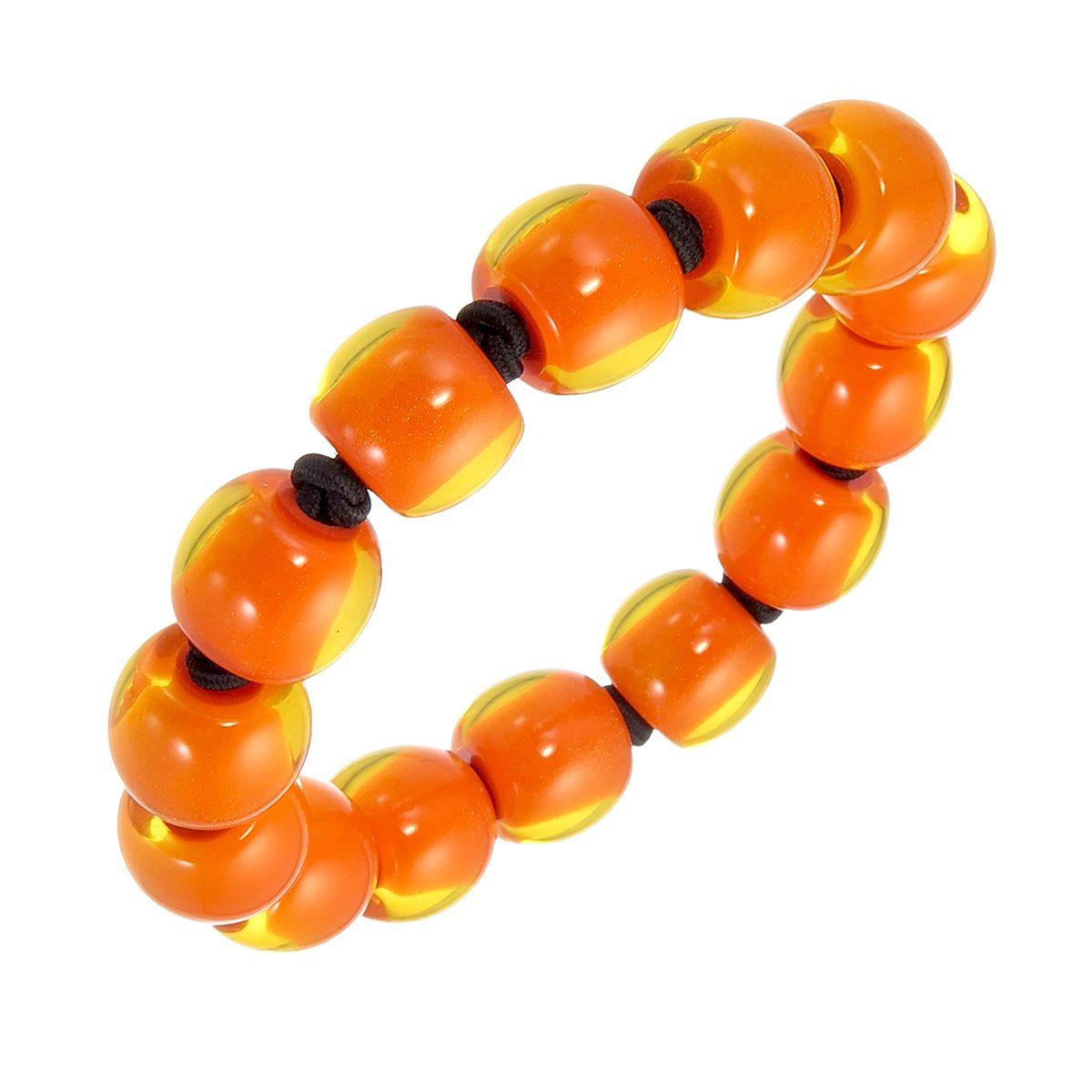 bracelet COLOURFULBEADS 14beads elastic, orangeinyellow