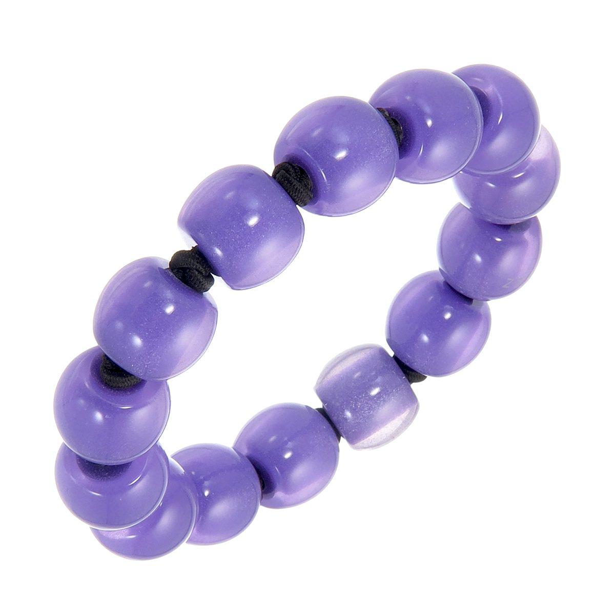 bracelet COLOURFULBEADS 14beads elastic, purpleinpurple