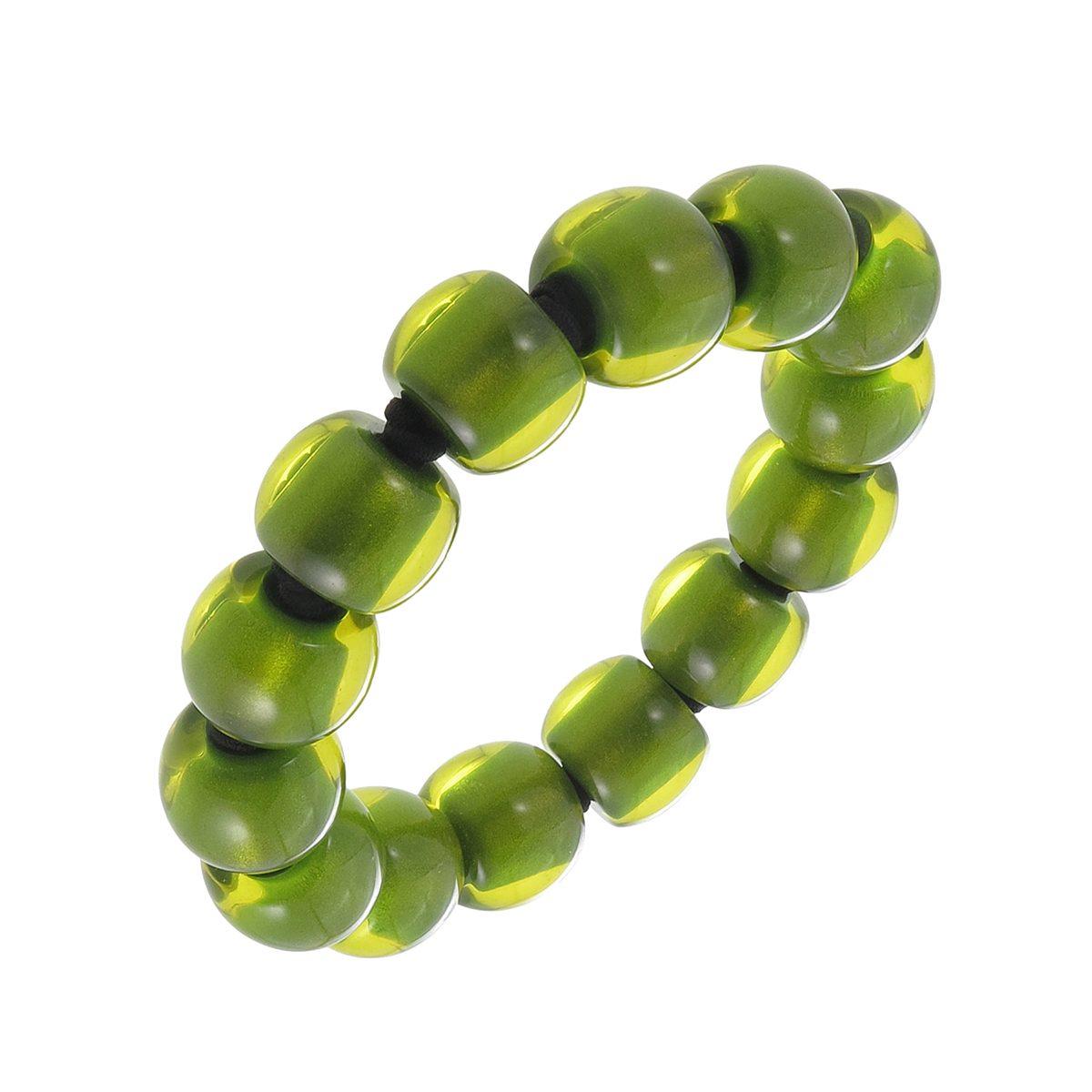 bracelet COLOURFULBEADS 13beads elastic, green