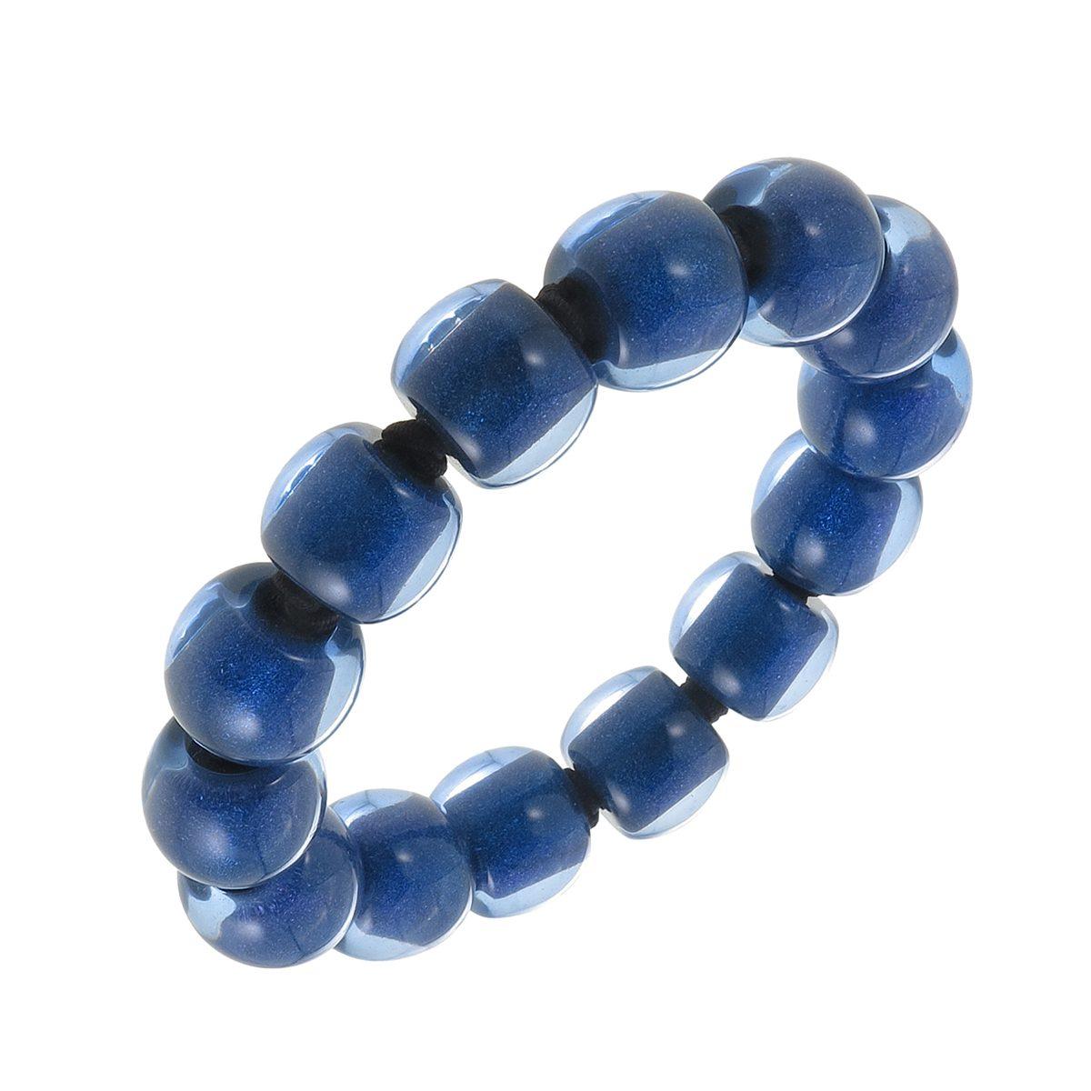 bracelet COLOURFULBEADS 14beads elastic, blue